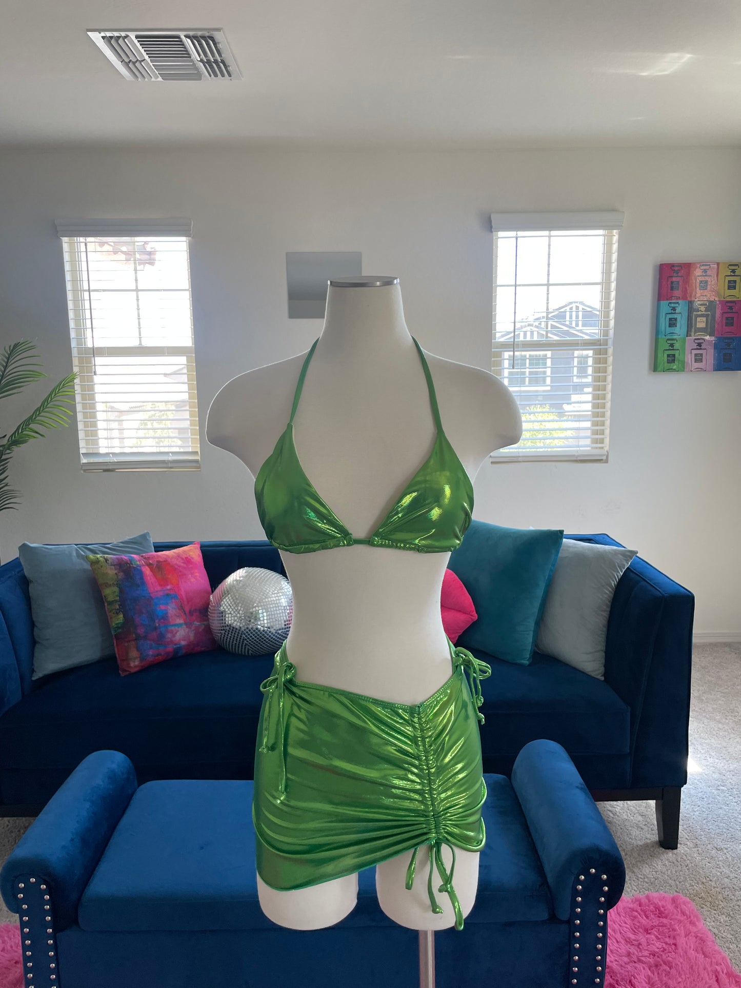 3 Piece Metallic Swimsuit
