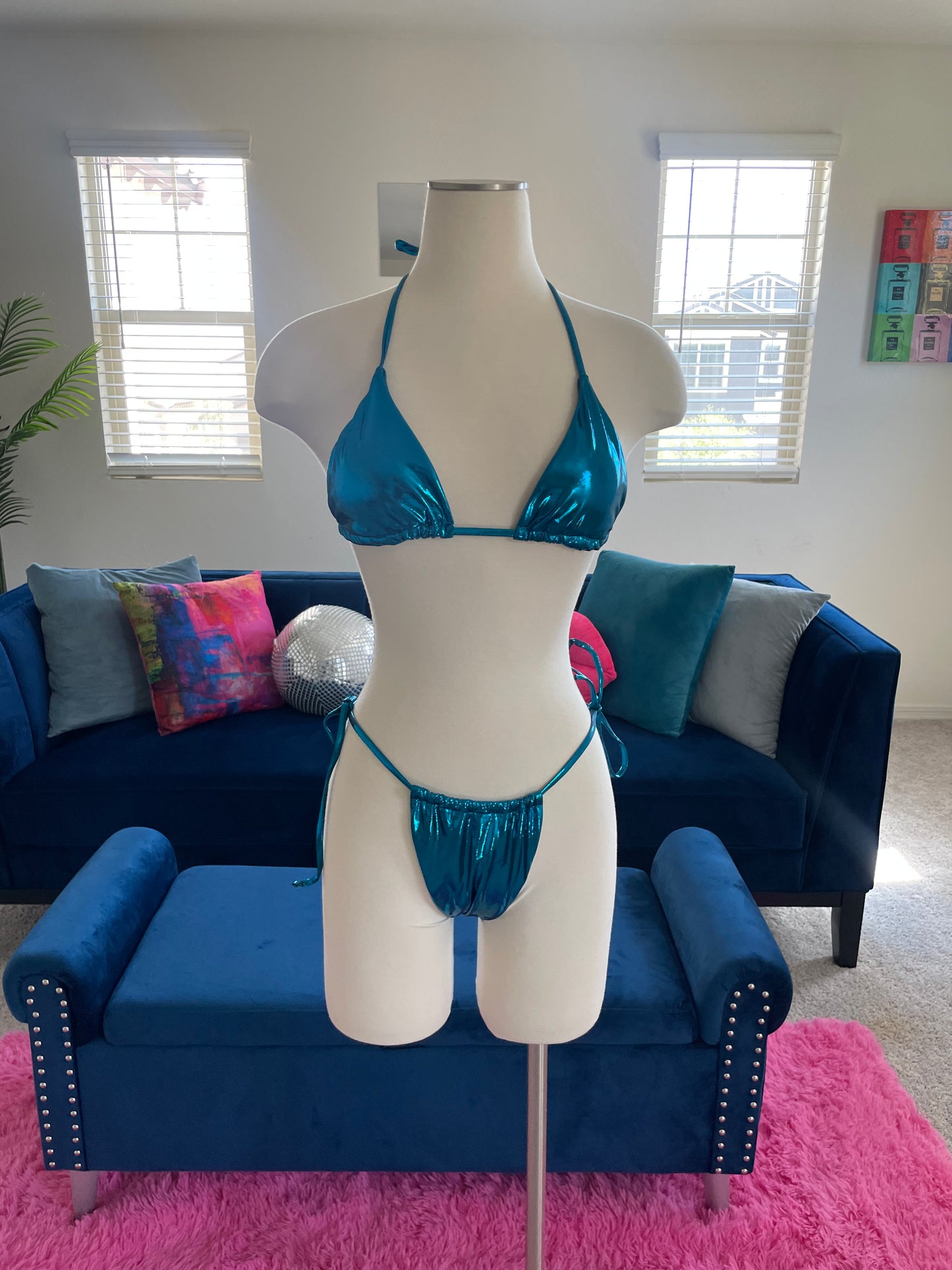 3 Piece Metallic Swimsuit